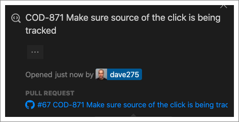 A screenshot showing how to link to a PR from a feedback request