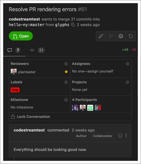 A screenshot showing the pull request details