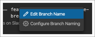 A screenshot showing how to edit a branch name