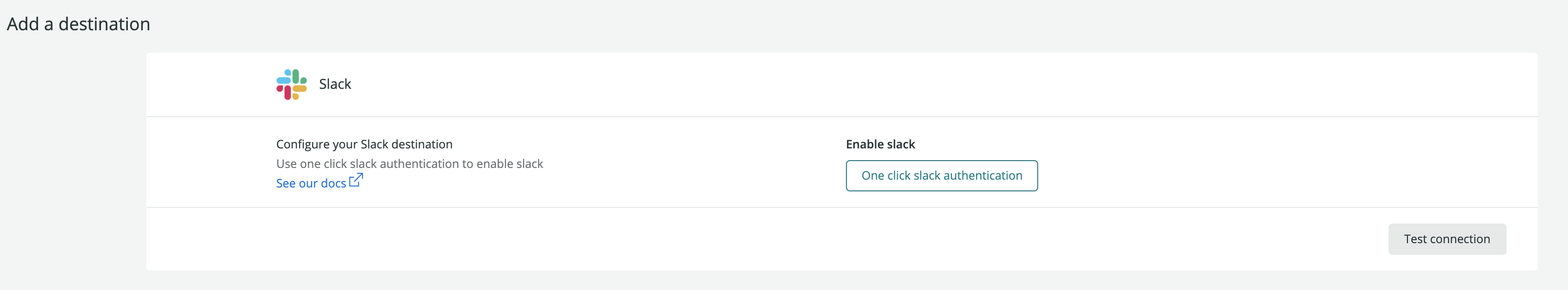 A screenshot of the one-click Slack authentication.