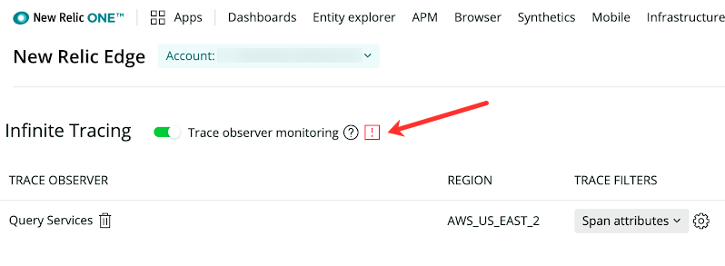 Screenshot showing what appears in the Edge app if you don't have access to the monitoring account that is receiving metrics.