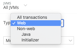 Screenshot showing the dropdown that allows you to choose other transaction types.